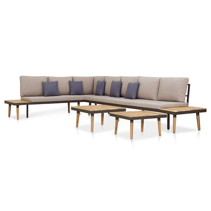7-Seater Patio Lounge Set with Cushions Solid Acacia Wood Brown