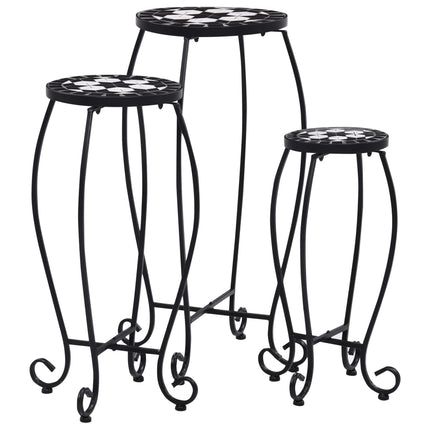 Mosaic Tables 3 pcs Black and White Ceramic