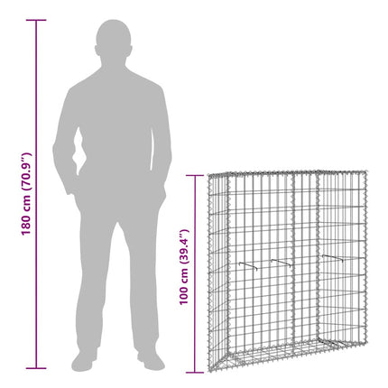 Trapezium Gabion Raised Bed Galvanized Steel 39.4"x7.9"x39.4