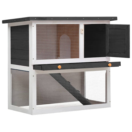 Outdoor Rabbit Hutch 1 Door Gray Wood