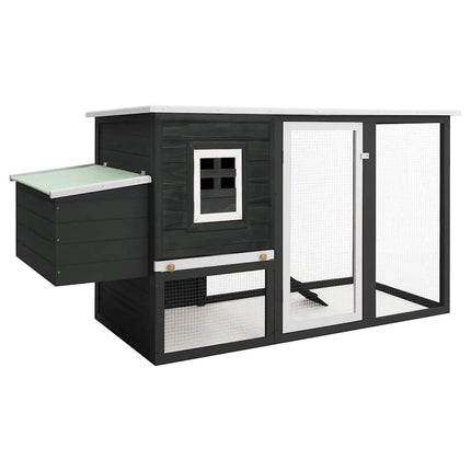 Outdoor Chicken Cage Hen House with 1 Egg Cage Gray Wood