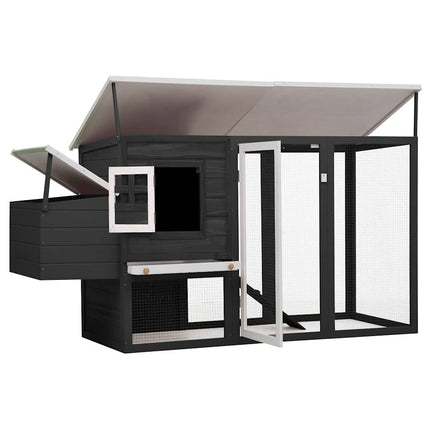 Outdoor Chicken Cage Hen House with 1 Egg Cage Gray Wood