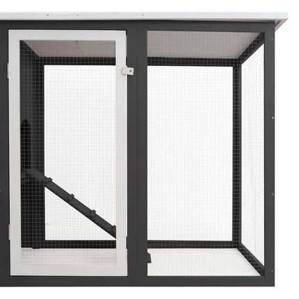Outdoor Chicken Cage Hen House with 1 Egg Cage Gray Wood