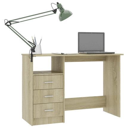 Desk with Drawers Sonoma Oak 43.3"x19.7"x29.9" Engineered Wood