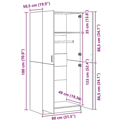 Wardrobe Black 31.5"x20.5"x70.9" Engineered Wood