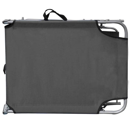 Folding Sun Lounger with Canopy Gray Aluminum