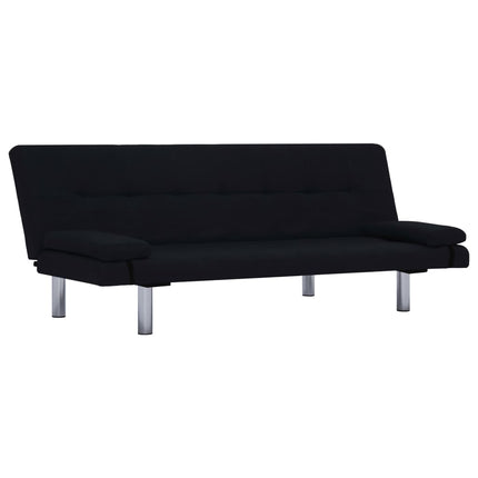 Sofa Bed with Two Pillows Black Fabric