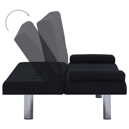 Sofa Bed with Two Pillows Black Fabric