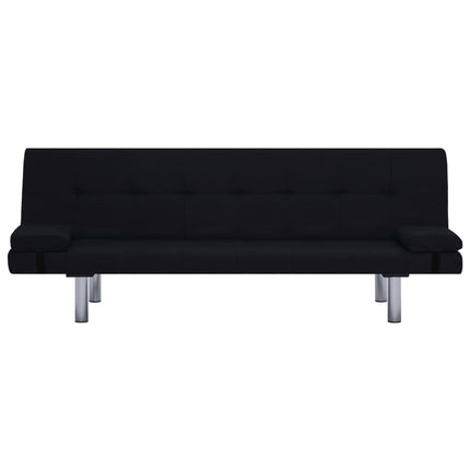 Sofa Bed with Two Pillows Black Fabric