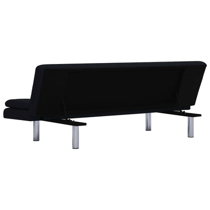 Sofa Bed with Two Pillows Black Fabric