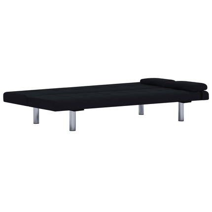 Sofa Bed with Two Pillows Black Fabric