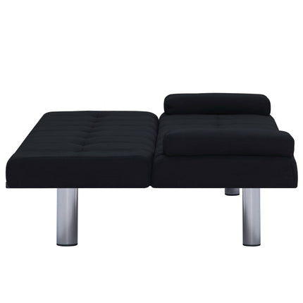 Sofa Bed with Two Pillows Black Fabric