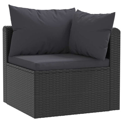 9 Piece Patio Lounge Set with Cushions Poly Rattan Black