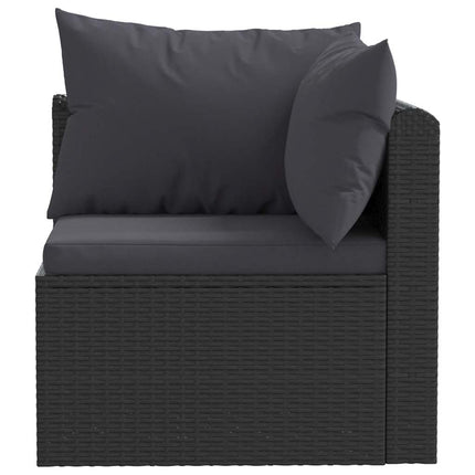 9 Piece Patio Lounge Set with Cushions Poly Rattan Black