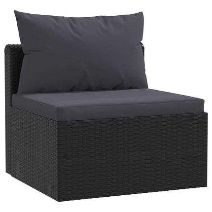 9 Piece Patio Lounge Set with Cushions Poly Rattan Black