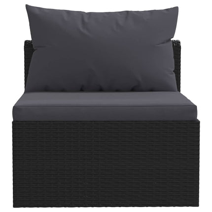 9 Piece Patio Lounge Set with Cushions Poly Rattan Black