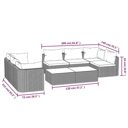 9 Piece Patio Lounge Set with Cushions Poly Rattan Black