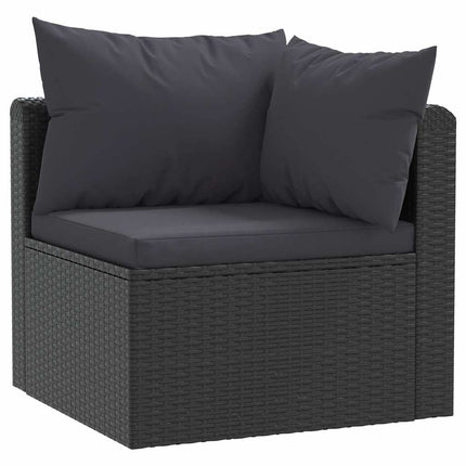 2 Piece Patio Sofa Set with Cushions Poly Rattan Black