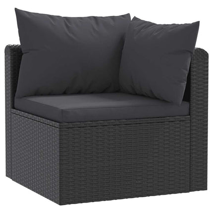 3 Piece Patio Sofa Set with Cushions Poly Rattan Black