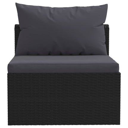 3 Piece Patio Sofa Set with Cushions Poly Rattan Black