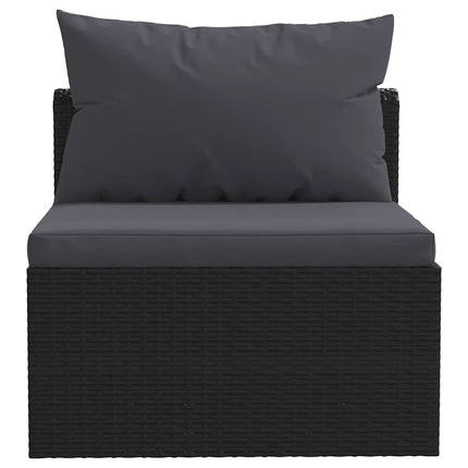 4 Piece Patio Sofa Set with Cushions Poly Rattan Black