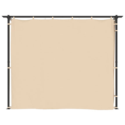 Gazebo with Curtains 9.8'x9.8'Cream Steel