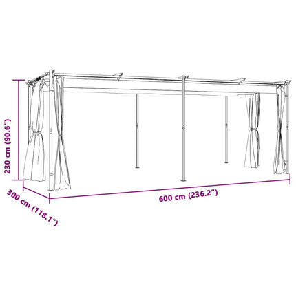 Gazebo with Curtains 9.8'x19.7'Cream Steel
