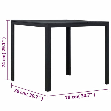 Coffee Table Black 30.7"x30.7"x29.1" HDPE Wood Look