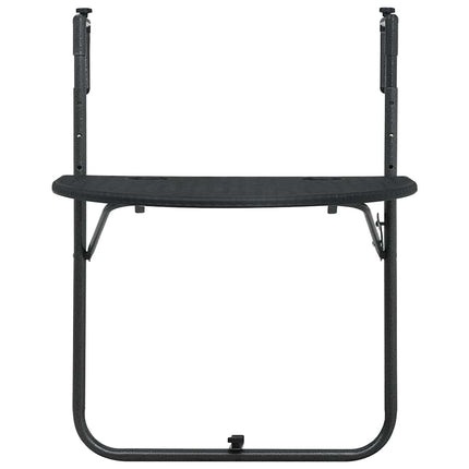Hanging Balcony Table Black 23.6"x25.2"x32.9" Plastic Rattan Look