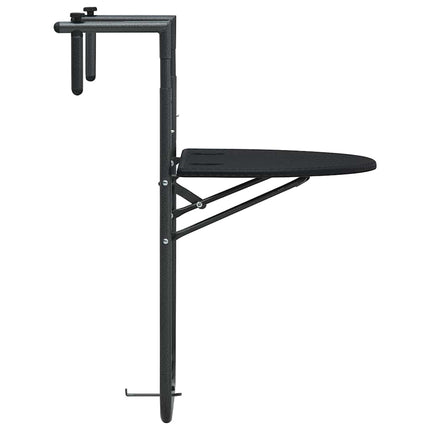 Hanging Balcony Table Black 23.6"x25.2"x32.9" Plastic Rattan Look