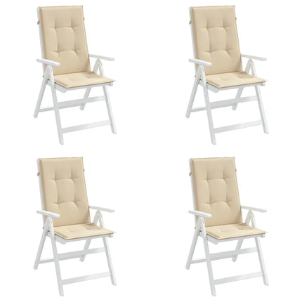 Garden Highback Chair Cushions 4 pcs Beige 47.2"x19.7"x1.2" Fabric