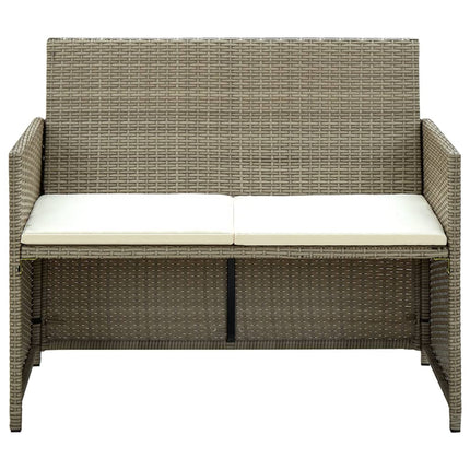 2 Seater Patio Sofa with Cushions Beige Poly Rattan