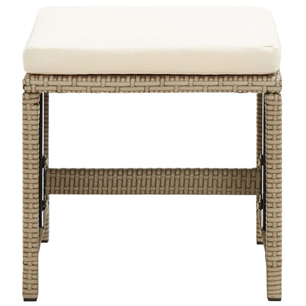 Patio Stools 2 pcs with Cushions Poly Rattan Beige