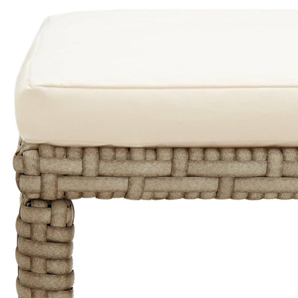 Patio Stools 2 pcs with Cushions Poly Rattan Beige