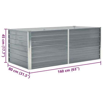 Raised Garden Bed 63"x31.5"x17.7" Galvanized Steel Gray