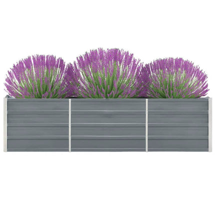 Garden Raised Bed Galvanized Steel 94.5"x15.7"x17.7" Gray
