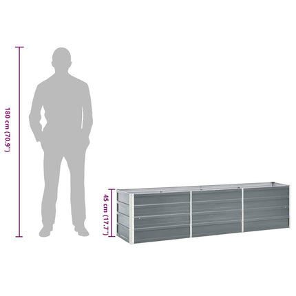 Garden Raised Bed Galvanized Steel 94.5"x15.7"x17.7" Gray