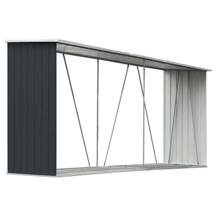 Garden Log Storage Shed Galvanized Steel 129.9"x33.1"x59.8" Anthracite