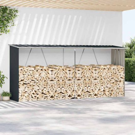 Garden Log Storage Shed Galvanized Steel 129.9"x33.1"x59.8" Anthracite