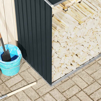 Garden Log Storage Shed Galvanized Steel 129.9"x33.1"x59.8" Anthracite