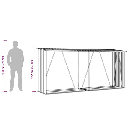 Garden Log Storage Shed Galvanized Steel 129.9"x33.1"x59.8" Anthracite