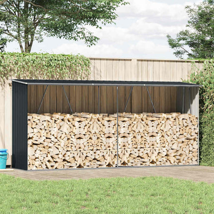 Garden Log Storage Shed Galvanized Steel 129.9"x33.1"x59.8" Anthracite