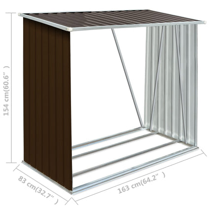Garden Log Storage Shed Galvanized Steel 64.2"x32.7"x60.6" Brown
