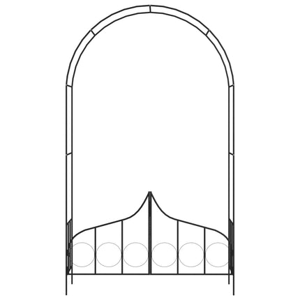Garden Arch with Gate Black 54.3"x15.7"x93.7" Iron