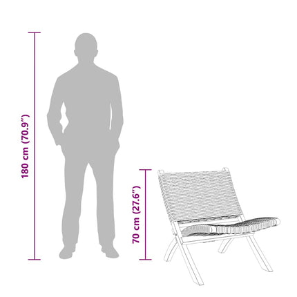 Relaxing Chair White Natural Kubu Rattan and Solid Mahogany Wood