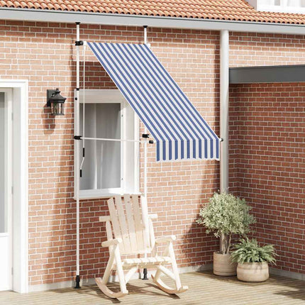 Manual Retractable Awning 39.4" Blue and White Stripes