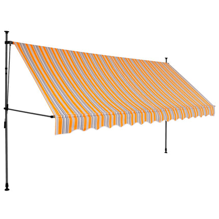 Manual Retractable Awning with LED 157.5" Yellow and Blue