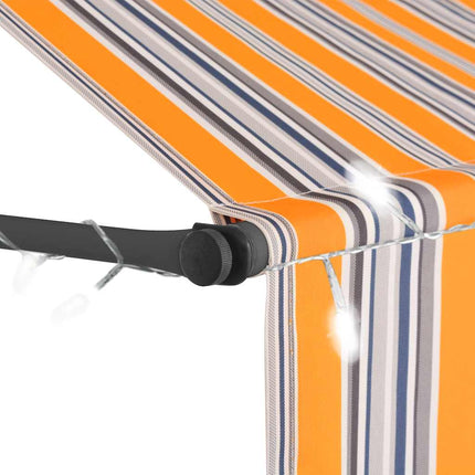 Manual Retractable Awning with LED 157.5" Yellow and Blue
