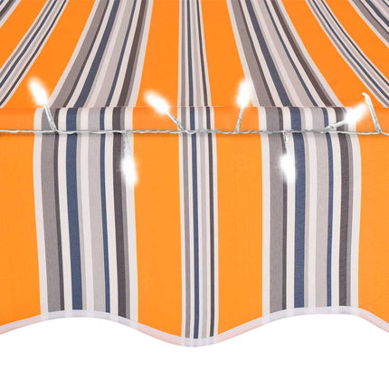 Manual Retractable Awning with LED 157.5" Yellow and Blue