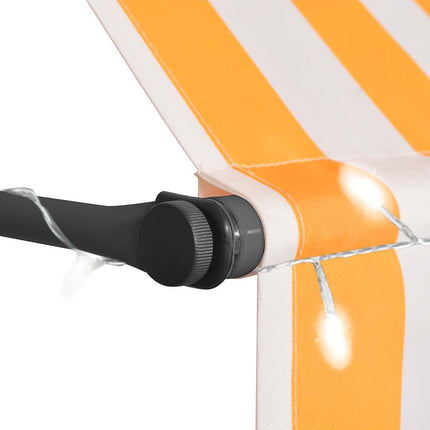 Manual Retractable Awning with LED 157.5" White and Orange